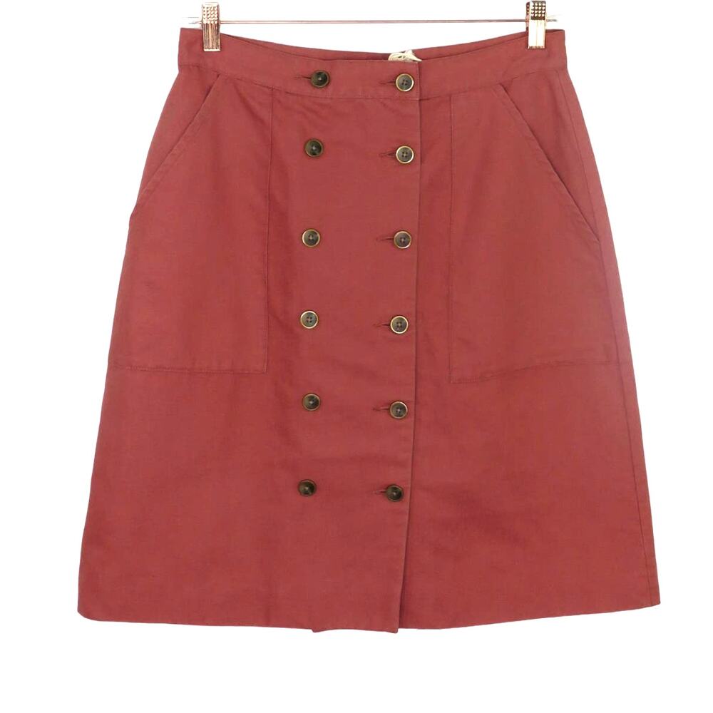 L.L. Bean Salmon Pink High Rise Button Down Skirt A-Line Mini Skirt Size 8 NWT
